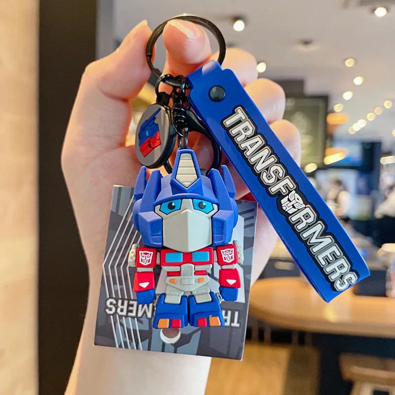 Hecion Robot Toy Car Key Chain Cartoon  PVC Doll Transformers Keychain Optimus Bumble Bee Key Chain