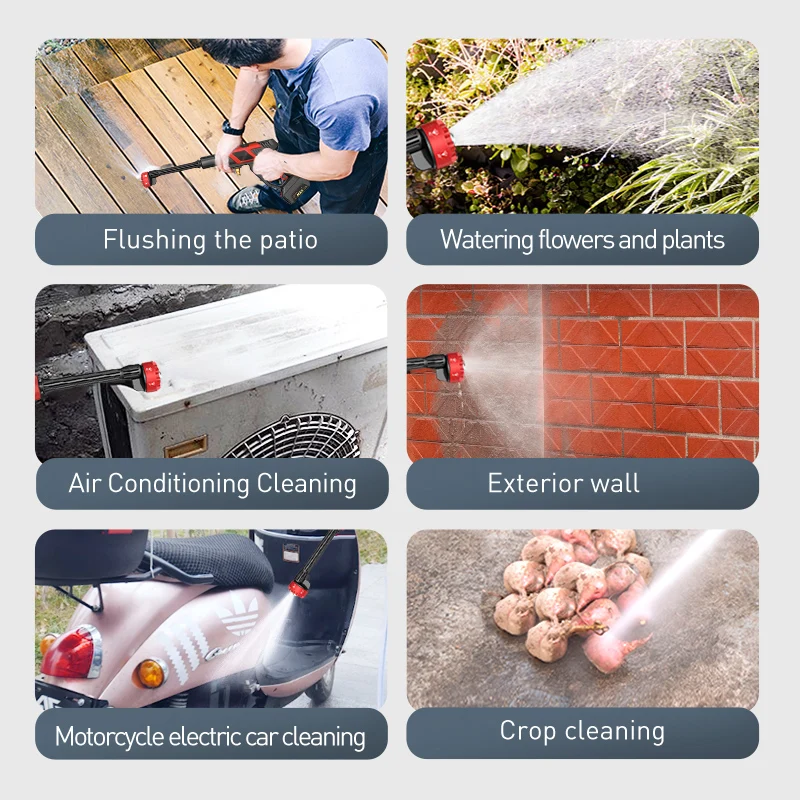 OEM Factory Battery Powered Car Washer 320W High Pressure Car Washer Three Plunger Portable Car Wash