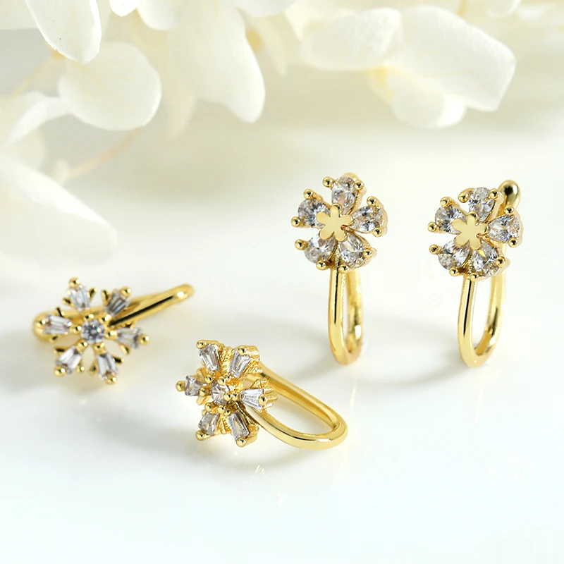 Factory Wholesale Zircon Gold U-shaped Nose Rings Brass Crystal Non Piercing Clip Nose Nail Jewelry for Women Men