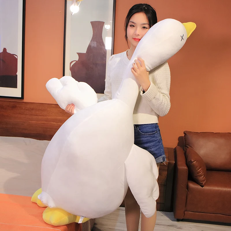 Factory lovely white giant custom logo throw pillow super soft plush goose cushion decorative goose pillow for kids