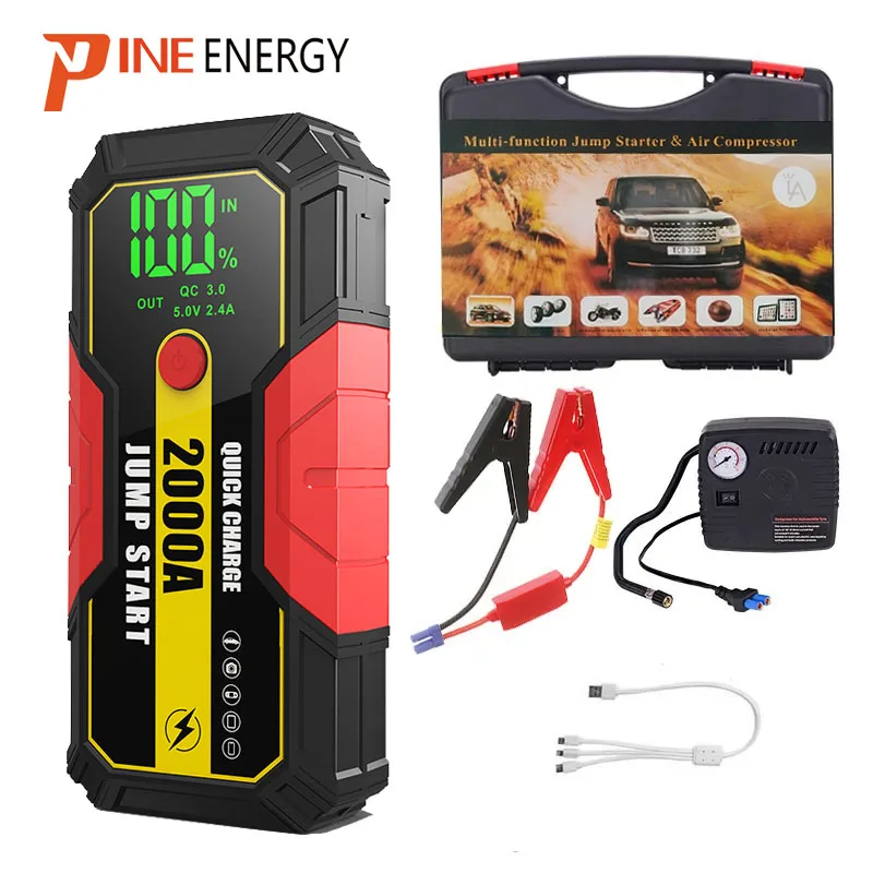 2024 car emergency jump starter 800a multi-function  jump starter 12V  high power bank Jump starter with air compressor