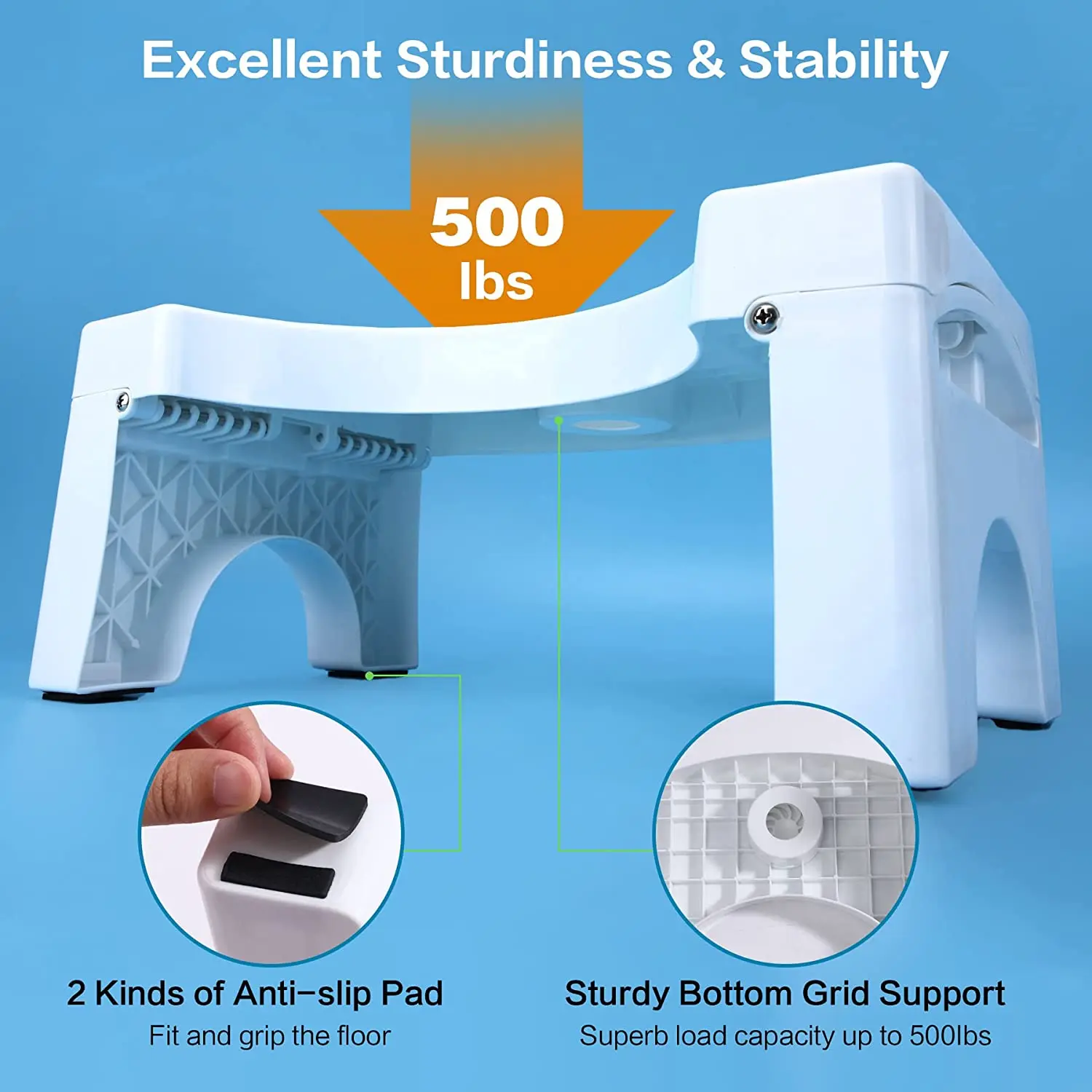 Foldable Toilet Potty Stool 7inch Plastic Portable Squatting Poop Foot Stool Bathroom Non-Slip Toilet Step Stool