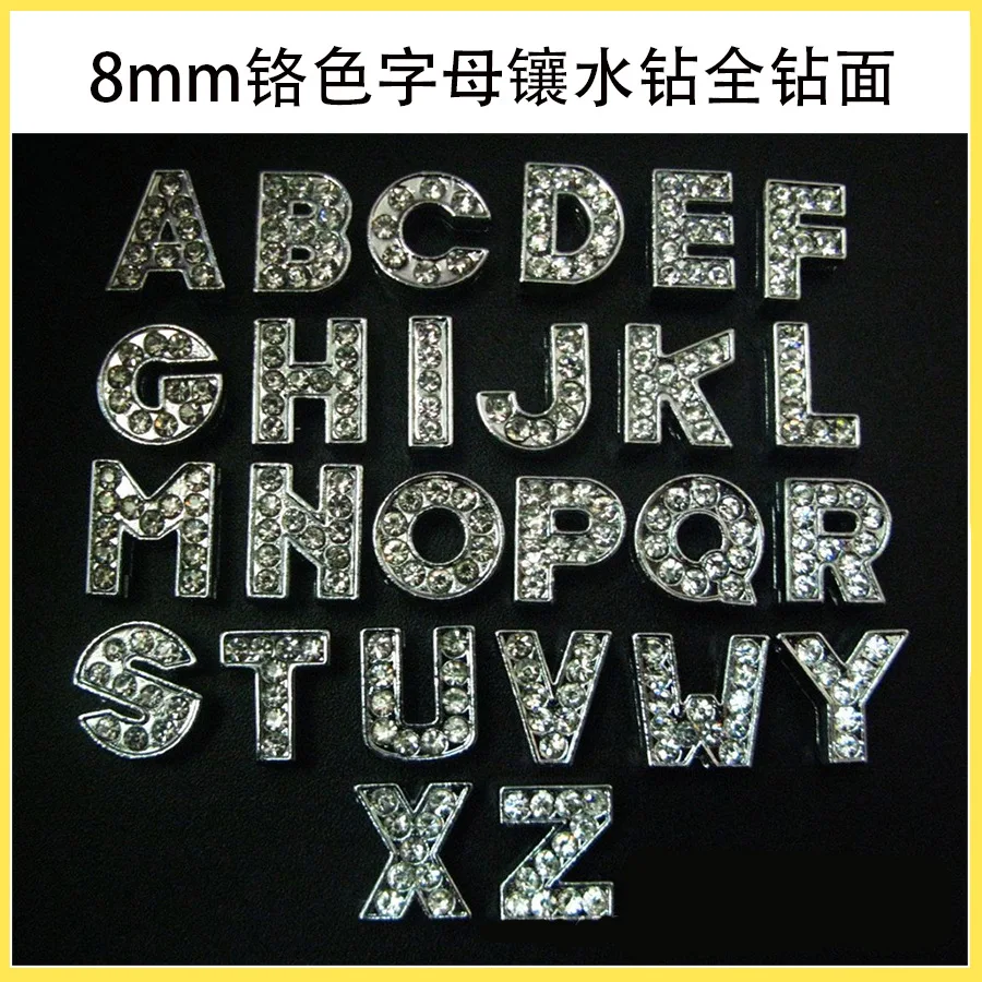 Hot Sell 8mm 10mm Silver Gold Initial Letter Metal Alphabet Charm DIY Accessories Through Wristband Bracelet