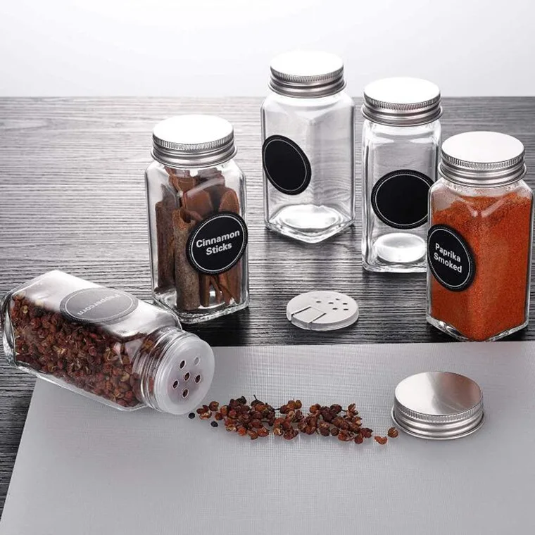 RAYBIN wholesale custom 4/6/8/12oz kitchen glass empty spice bottle mason jar container with metal lid set
