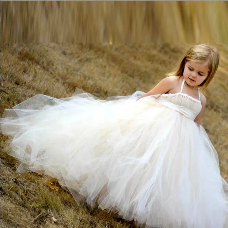 International Grenadine White Color Girls Dresses Trendy Gauze New Style White Color Girls Dresses