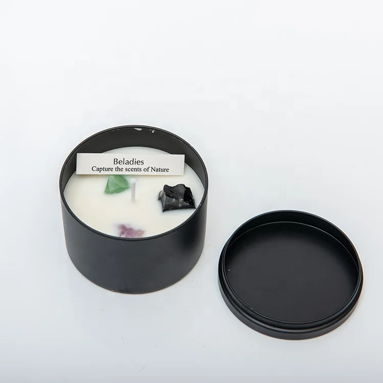 2023 cheap price private label tin scented luxury aroma decorative Dried Flower Crystal Candle