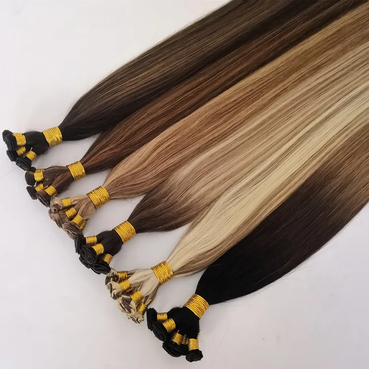 
Thick End Russian Human Hair Extension Double Drawn Hand Tied Weft 10A 