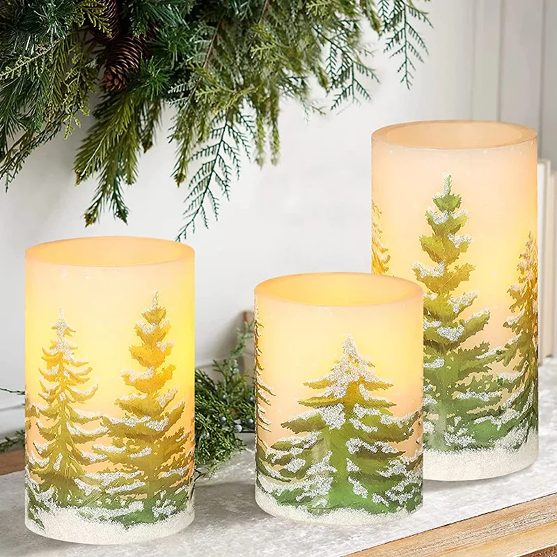 2024 new Christmas decoration supplies real wax led candles light Christmas tree decoration candles set with remote control