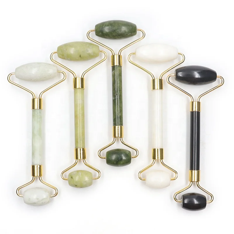 High Quality Facial Jade Gemstone Massage Anti Aging Natural Xiuyu Green Jade Roller Guasha Facial Roller Jade Roller