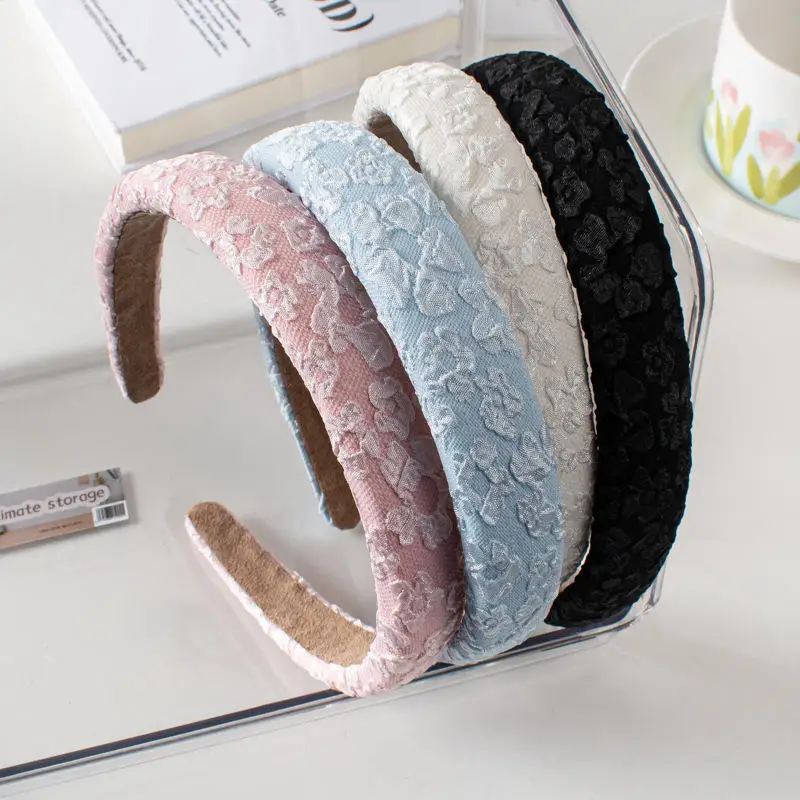 New multicolor korean embroidery cloth sponge accessories for womens hair wide side kids fashion accessories