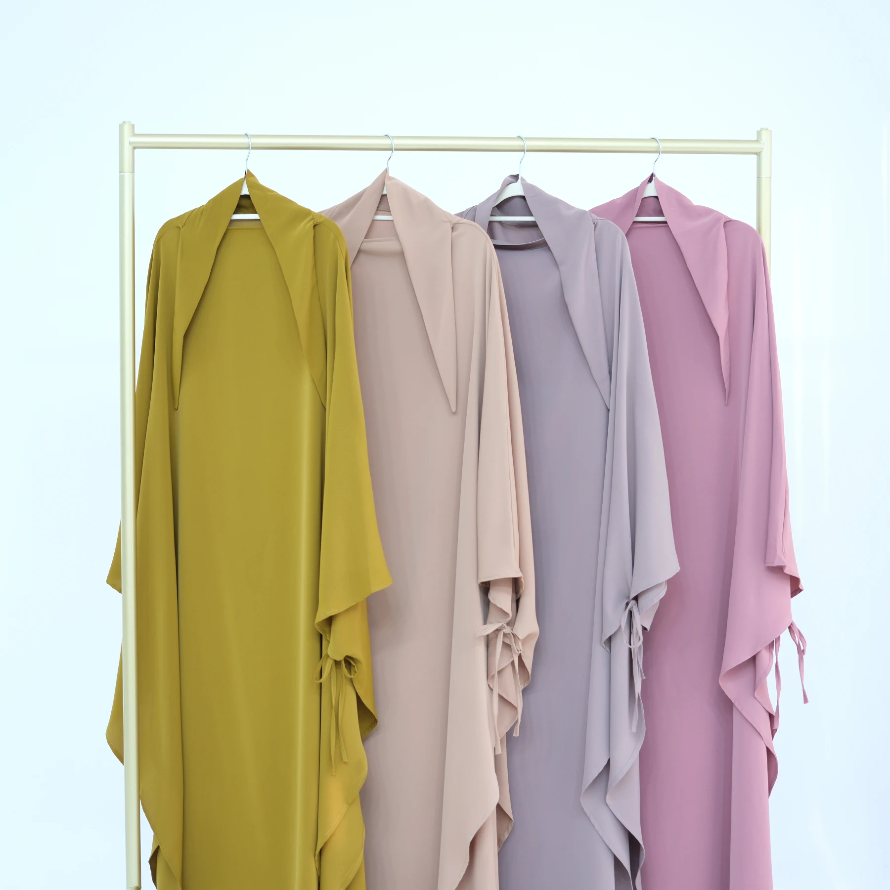 2025 New Chador Style Long Khimar with Tie Nida Niqab Modest Muslim Women Overhead Tie Back Hijab Prayer Scarf Women Khimar