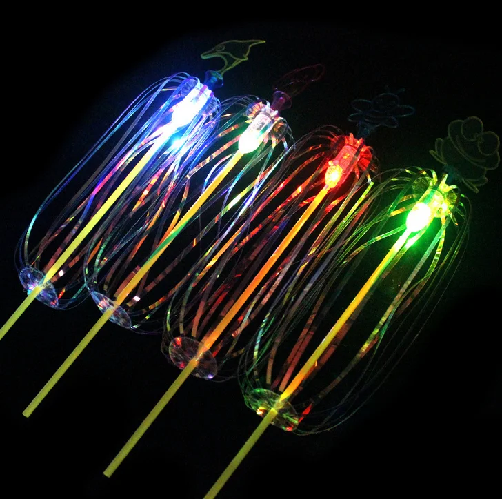 Hot Selling Magic LED Bubble Light Stick Flash Spin Ribbons Flower Wand Toys For Kids