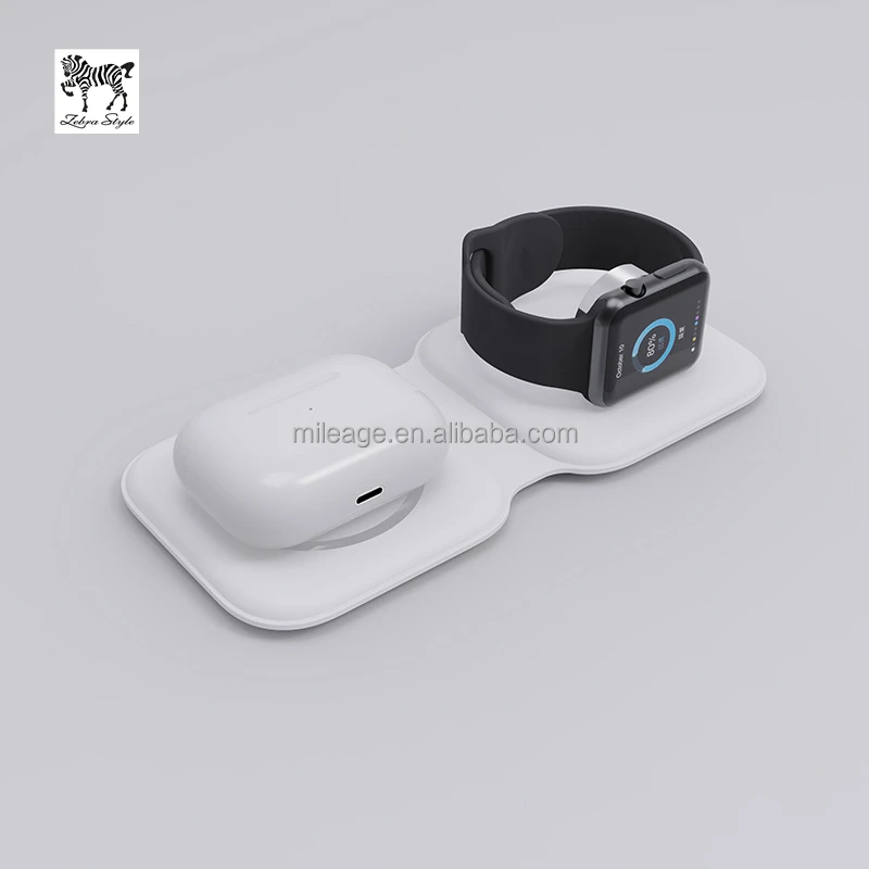 New Product 2 In 1 Folding Magnetic Charging Dual Pad 15W Fast Wireless Magsafing Duo Charger For Iphone 12 Pro Max Iwatch