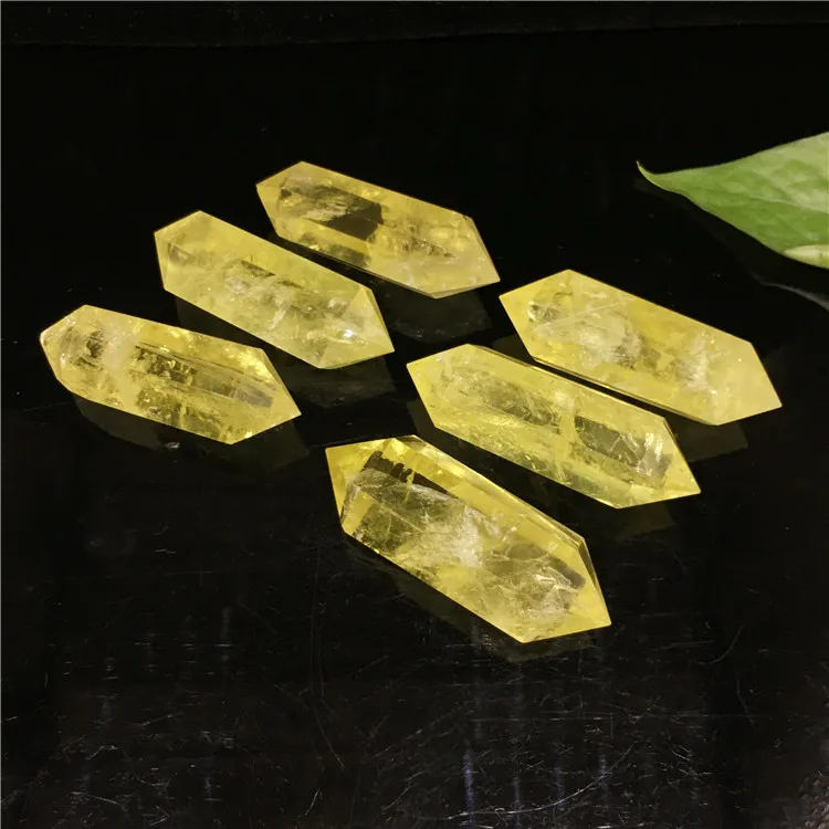 Natural citrine Double Terminated wand yellow quartz crystal point