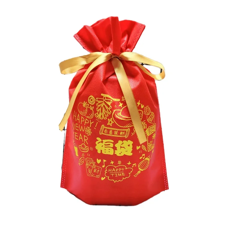 Holiday Party Gift Animal Pattern gift drawstring bag Non Woven Drawstring Pouches