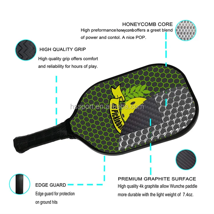 USAPA Approved Glassfiber Pickleball Paddle Racket Graphite Carbon Fiber pickleball paddle Polypropylene Honeycomb Core