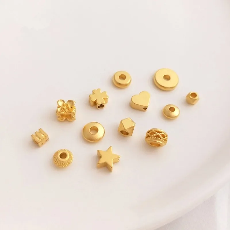 Stock Available Matt 18k Gold Plated Designer Diy Beads Charms For Jewelry Making 316l Stainless Steel Star Donut Spacer Beads