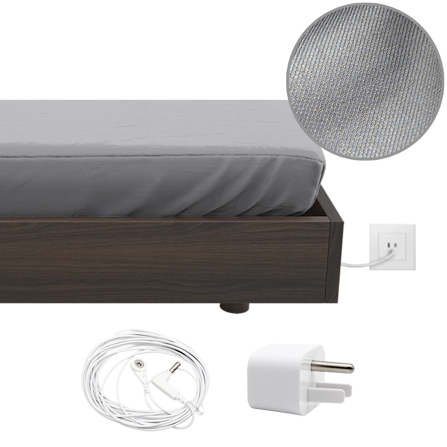 10% Silver Queen Size Grounding Fitted Sheet Premium Earthing Sheet for Improved Sleep Queen Size Grounding Fitted Sheet