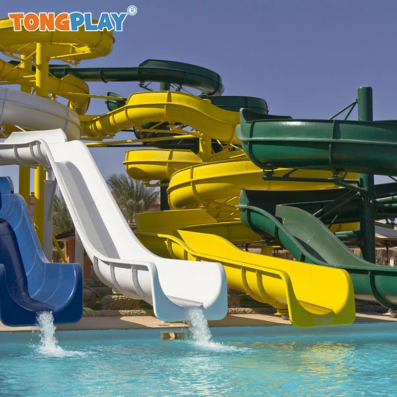 Skin Raft Python Water Slide Commercial Water Park Equipment Fiberglass Long Tubes Slide Water Play Attractions