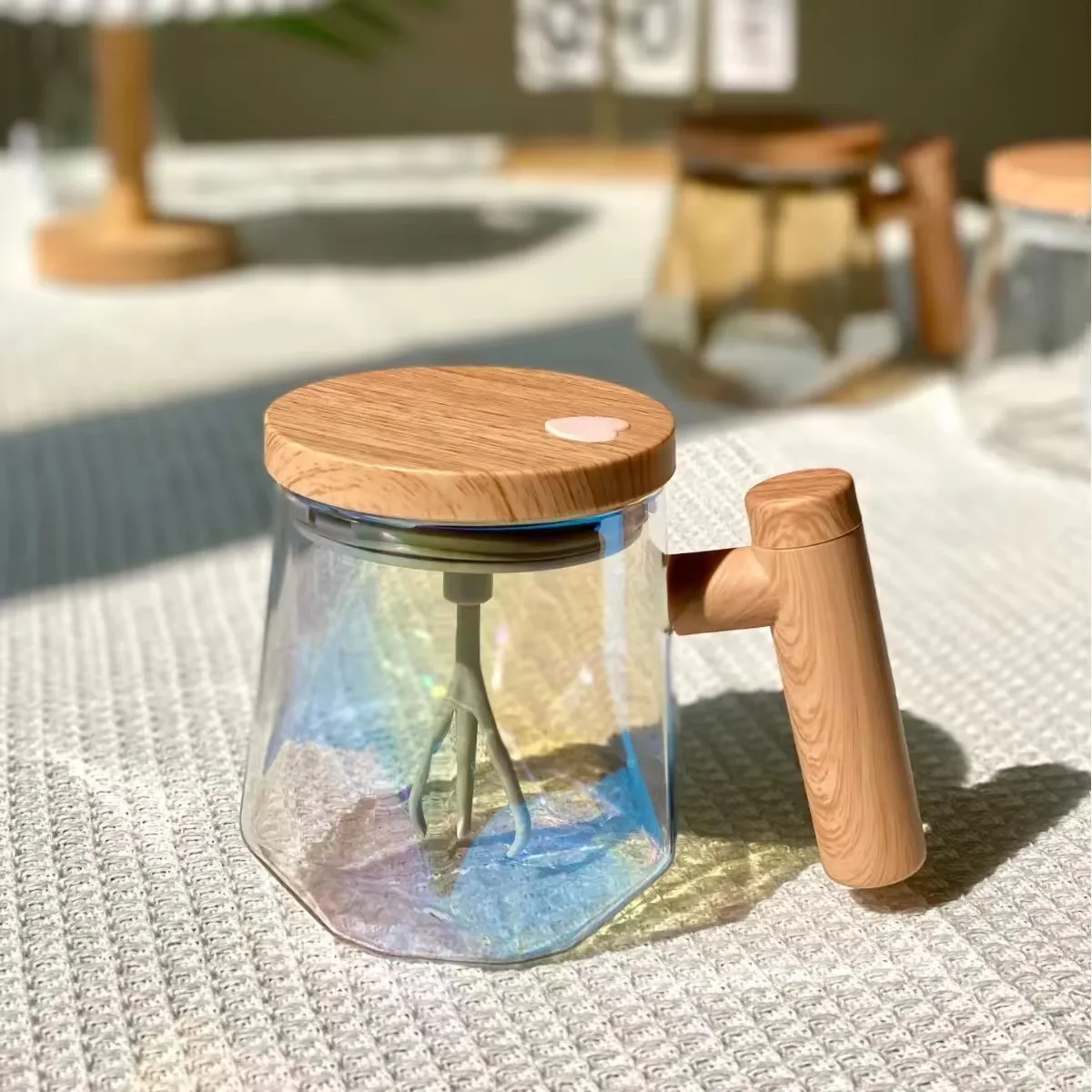 400ML Multifunctional Battery Version Fully Automatic Mixing Cup High Beauty Electric Coffee Maple Lid Handle Mixing Cup