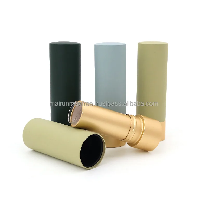 Maxfree Unique Design Shiny Red Push Up Empty Round Aluminum Lipstick Tube