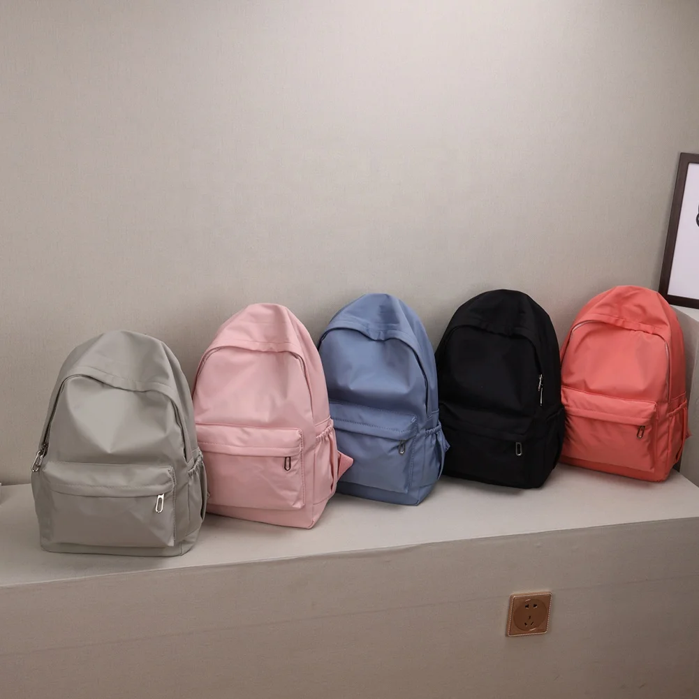 Wholesale pure color custom backpack other backpacks nylon causal backpacks for girls