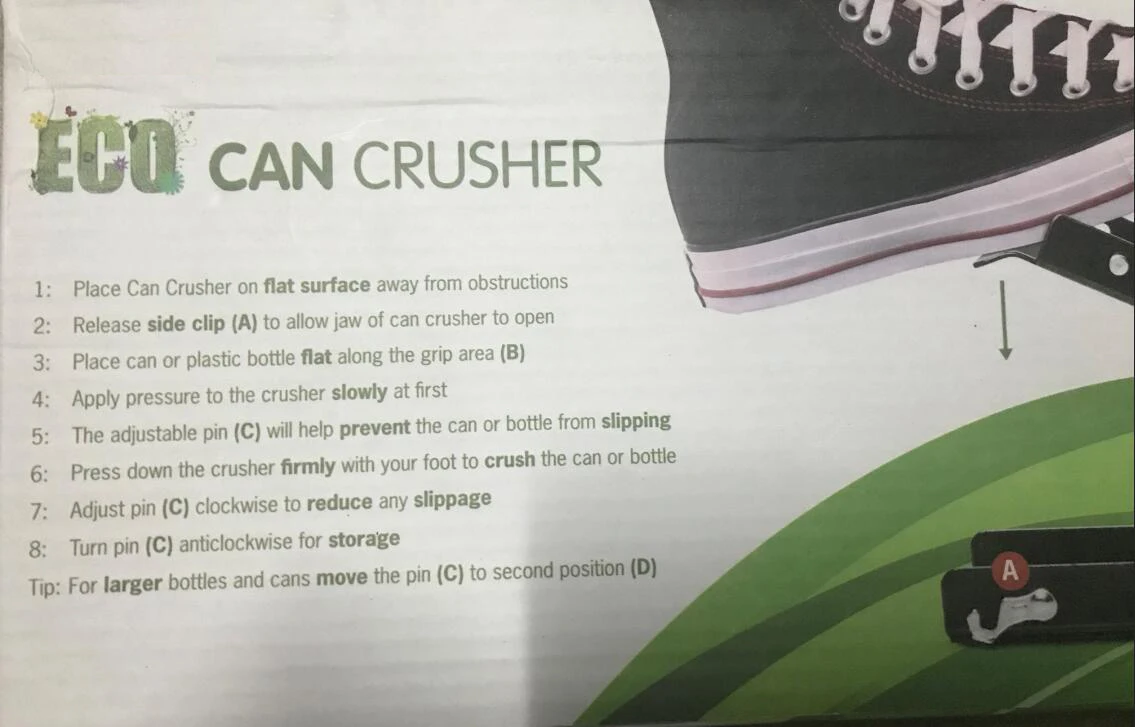 Тяжелых ног тип может дробилки не нужно установлены на стенах Recycle стопы Тип бутылки дробилка