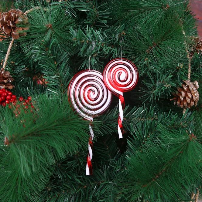 New Christmas lollipop decorations tree red and white candy