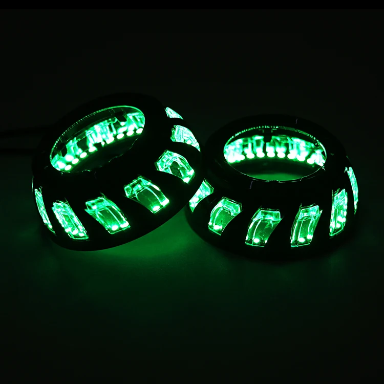 Black Turbine Shroud with LED Halo Rings for 3.0inch HID Projector Lens
