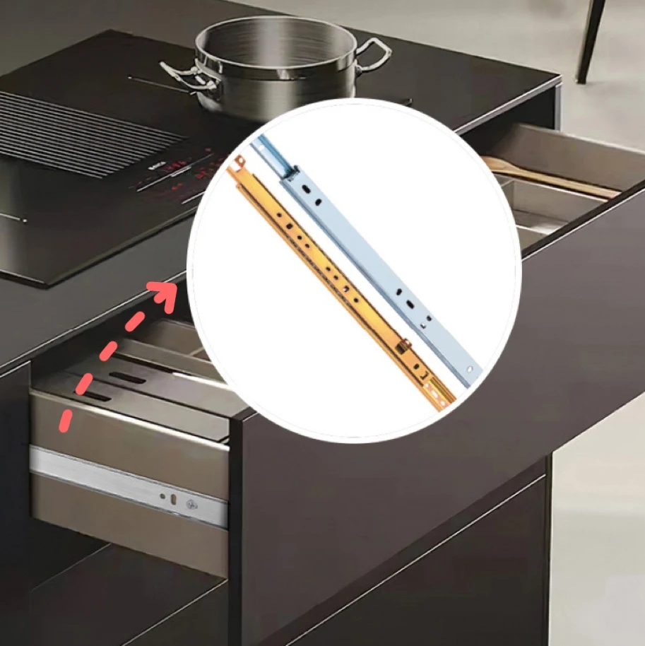 2 Fold Ball Bearing Drawer Slide For Kitchen Cabinet Accessories Cold Rolled Steel Drawer Rail