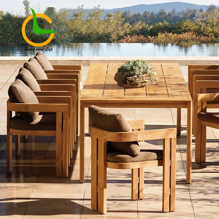 Outdoor Furniture Set Luxury Teak Garden Sofa Villa Patio Furniture Set Modern Resort Luxury Couche Hotel Patio Outdoor Sofa