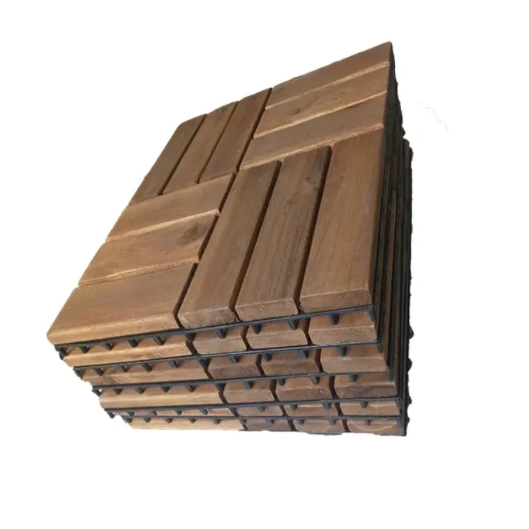 Высокое качество Acacia переплетенная деревянная напольная плитка 300x300 мм для балкона сада террасы патио
