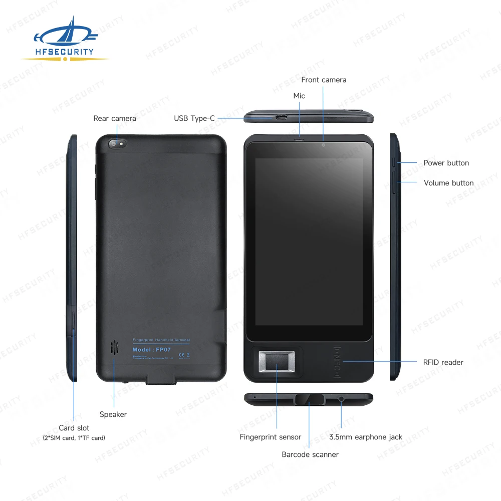 HFSecurity FP07 Android сканер отпечатков пальцев запись времени посещаемости nfc кардридер биометрический планшетный
