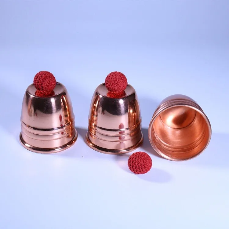 Super Professional Brass Three Cups and Balls (Large) Magic Tricks Close Up Magia Illusions Gimmick Props Mentalism Magicain