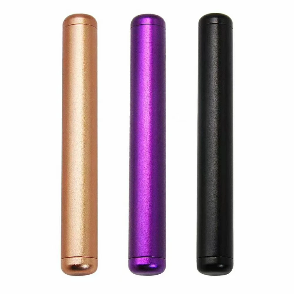 custom in stock Aluminum smell proof air tight packaging fits king size cones Aluminum Cigarette holder metal 110mm  tube