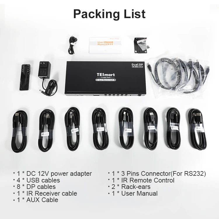 TESmart Dual Monitor DP KVM Switch Support USB 3.0 2 Display Modes EDID Emulators 4K 60Hz 4x2 DisplayPort Video KVM Switcher