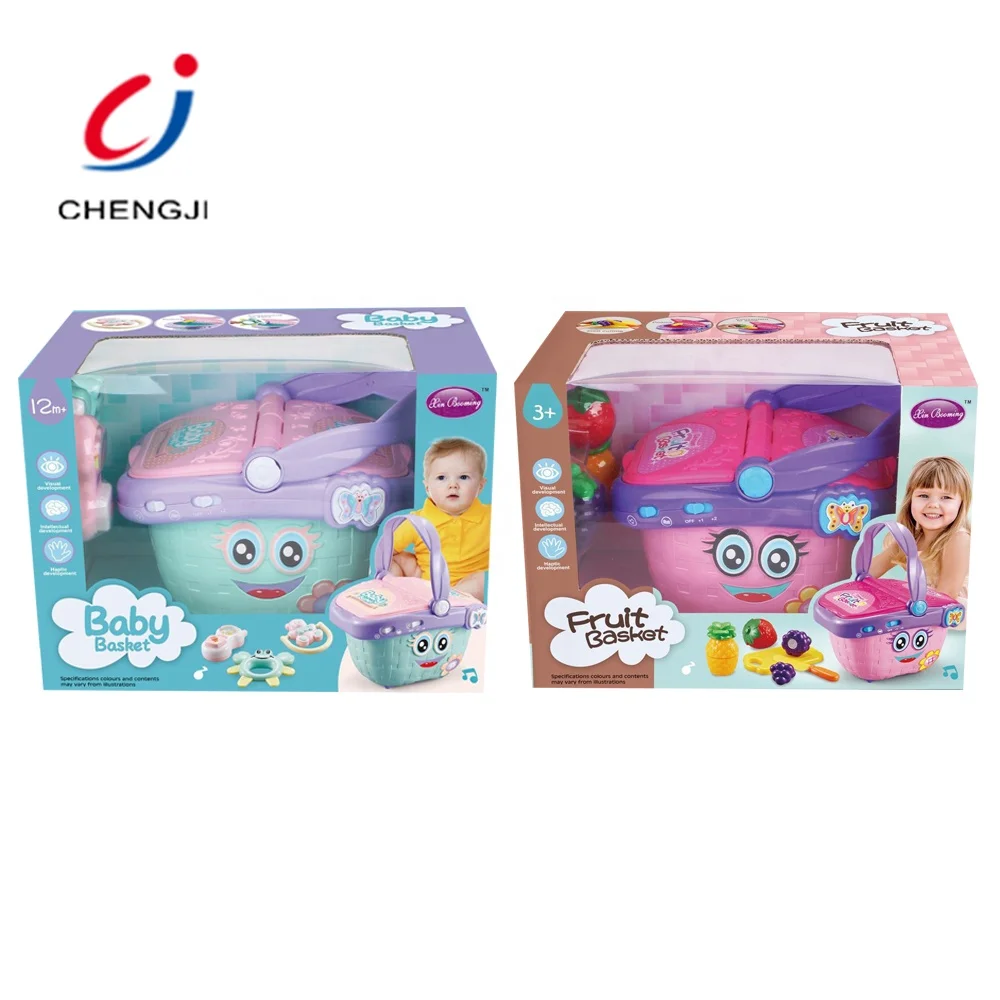 Kids safe cartoon teether basket baby toy baby plastic rattles