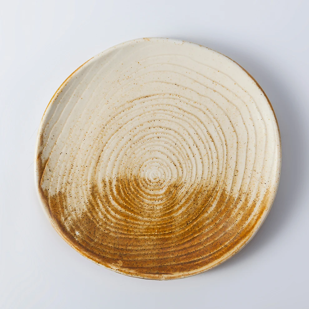 Hot selling Yayu European style ceramic pie plate frosted bread ceramic dish round snack porcelain plate for hotel restaurant