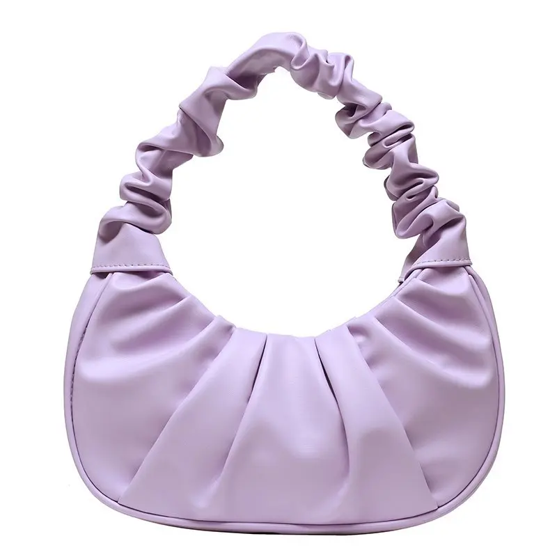 2021 New women bag gentle fashion cloud bag versatile pleated small handbag for lady pu leather underarm bag