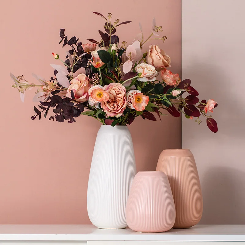 Minimalist House Decoration Pink Ceramic Vase Ceramic Flower Pot For Home Decor