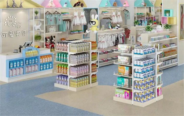 Meicheng 4 Side Supermarket Promotion Display Counter Wood Display Shelves For Retail Stores Cosmetic Supermarket Shelves