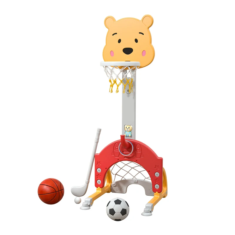 4-in-1 Kids Sports Center Soccer Goal Ring Toss Golf Play Set Basketball Hoop for Child Indoor and Outdoor Activity Center