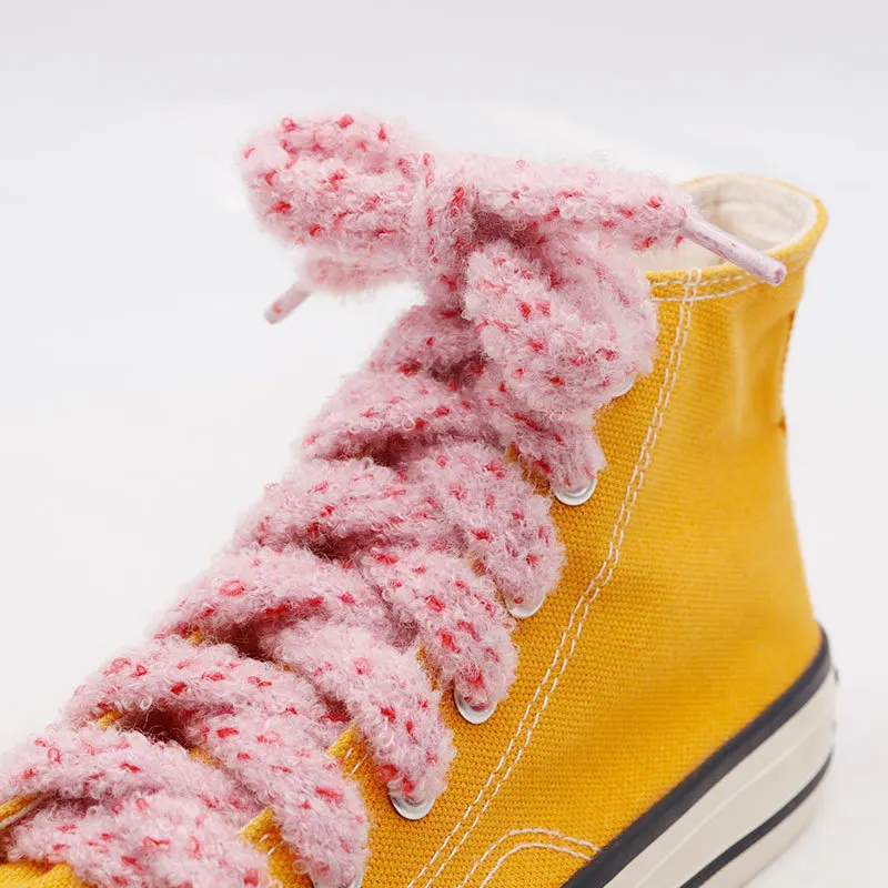 Custom 15mm Plush Polyester Shoelaces Printed Fluffy Shoe Laces for Sport and Casual Sneakers with Swap Bags Included