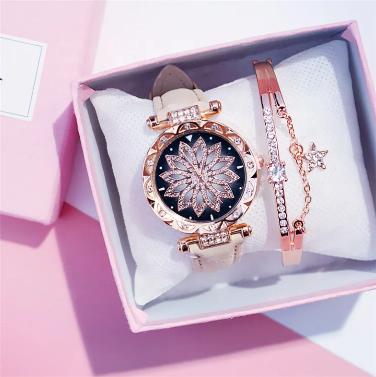 Magnet diamonds bracelet set female simple Relojes De Mujer Hombre fashion starry sky brand luxury watch quartz watches