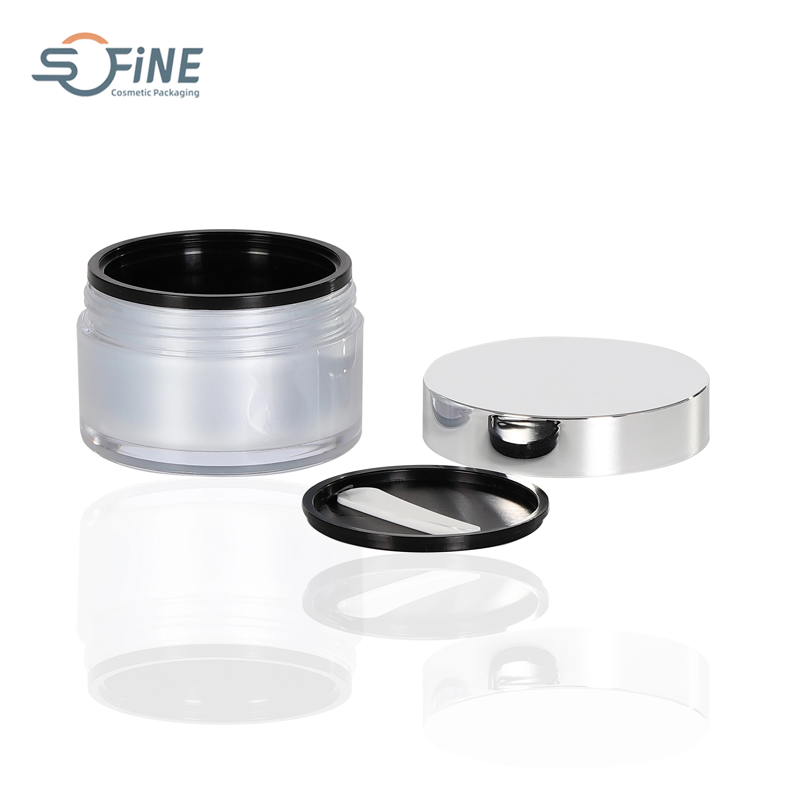 100G  luxury round jar cream container with plastic lid for cosmetic packaging