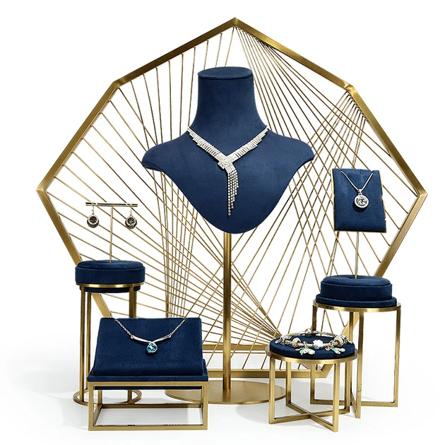 Blue jewelry display model display props fashionable and exquisite jewelry display props set counter bracelet tray