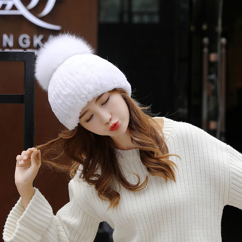 winter beret hat for women knitted hat rabbit fur be  fur hats bucket  fur winter fox  women Gaoding  Rex rabbit hair Plush