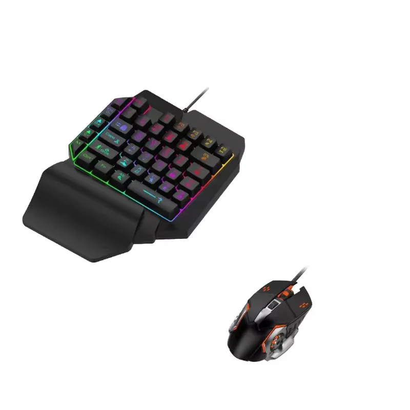 4 In 1 One Hand Gaming Keyboard And Mouse Backlight Wireless Blue-tooths Game Converter For Android IOS FPS Mobile Phone