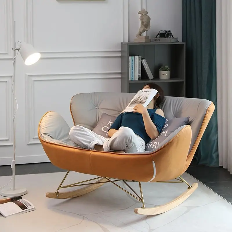 Nordic two person rocking chair lazy sofa living room balcony garden rocking chair office lunch lounge chair