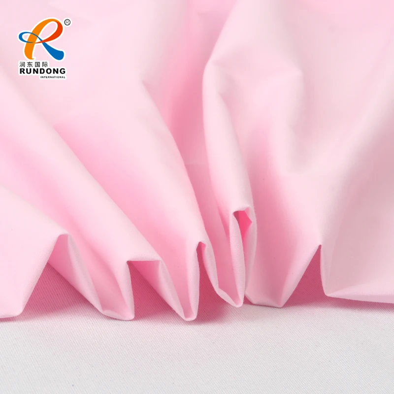 Rundong Combed Count 32*32 Satin Textile TC 65/35 Solid Color Plain Man Shirt Fabric Wholesale Fabric Satin Fabric